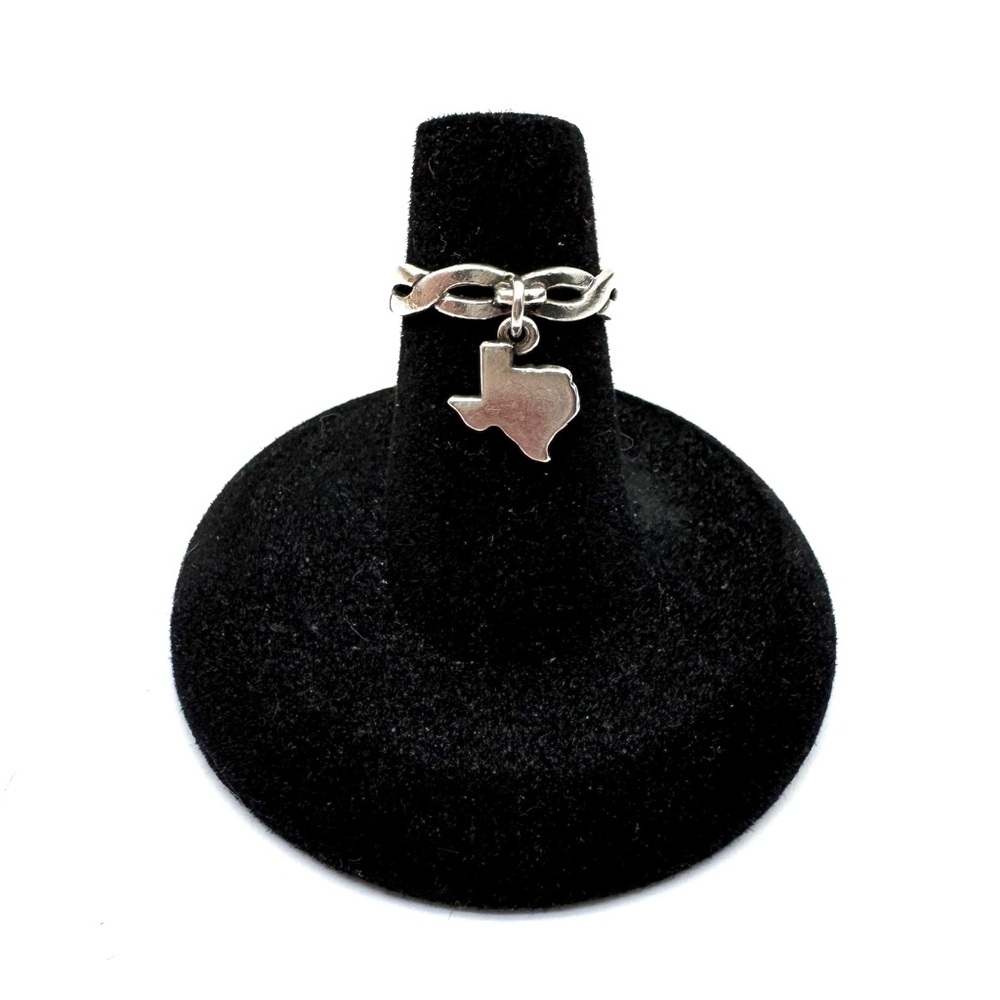 Vintage James Avery Sterling Silver Texas Charm Ring Braided Band Size 4 1/2